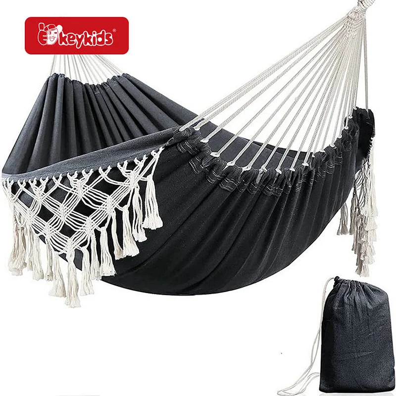 Indoor Outdoor Cotton Rope Hanging Swing Bed with Carry Bag W01D298