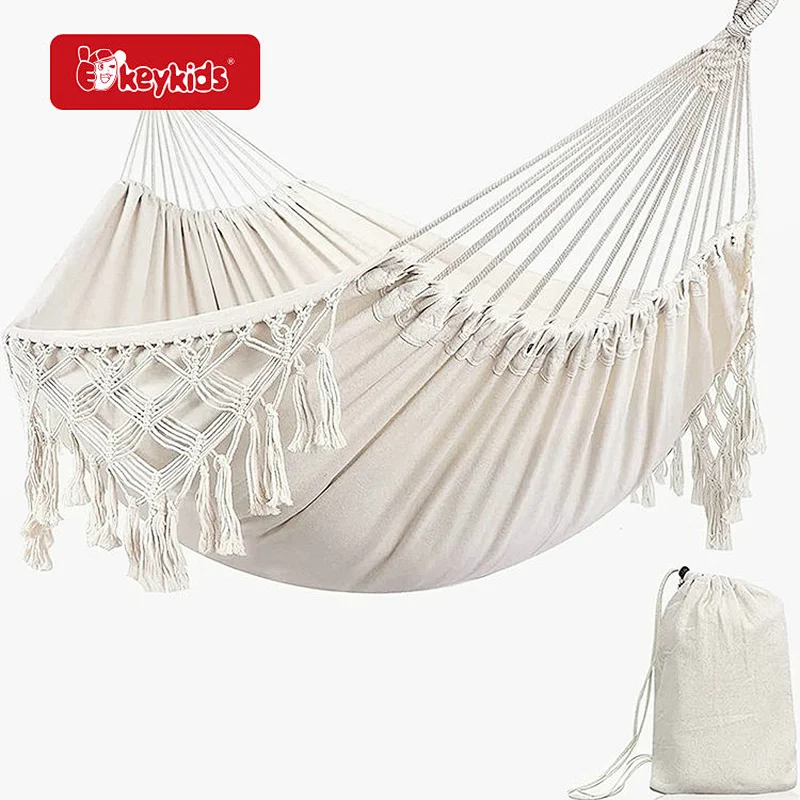Indoor Outdoor Cotton Rope Hanging Swing Bed with Carry Bag W01D298